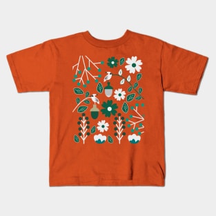 Fresh botany with cute birds Kids T-Shirt